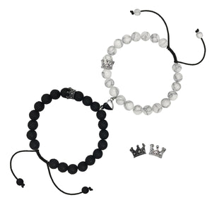 Couples Bracelets King&Queen Crown Gem Stone