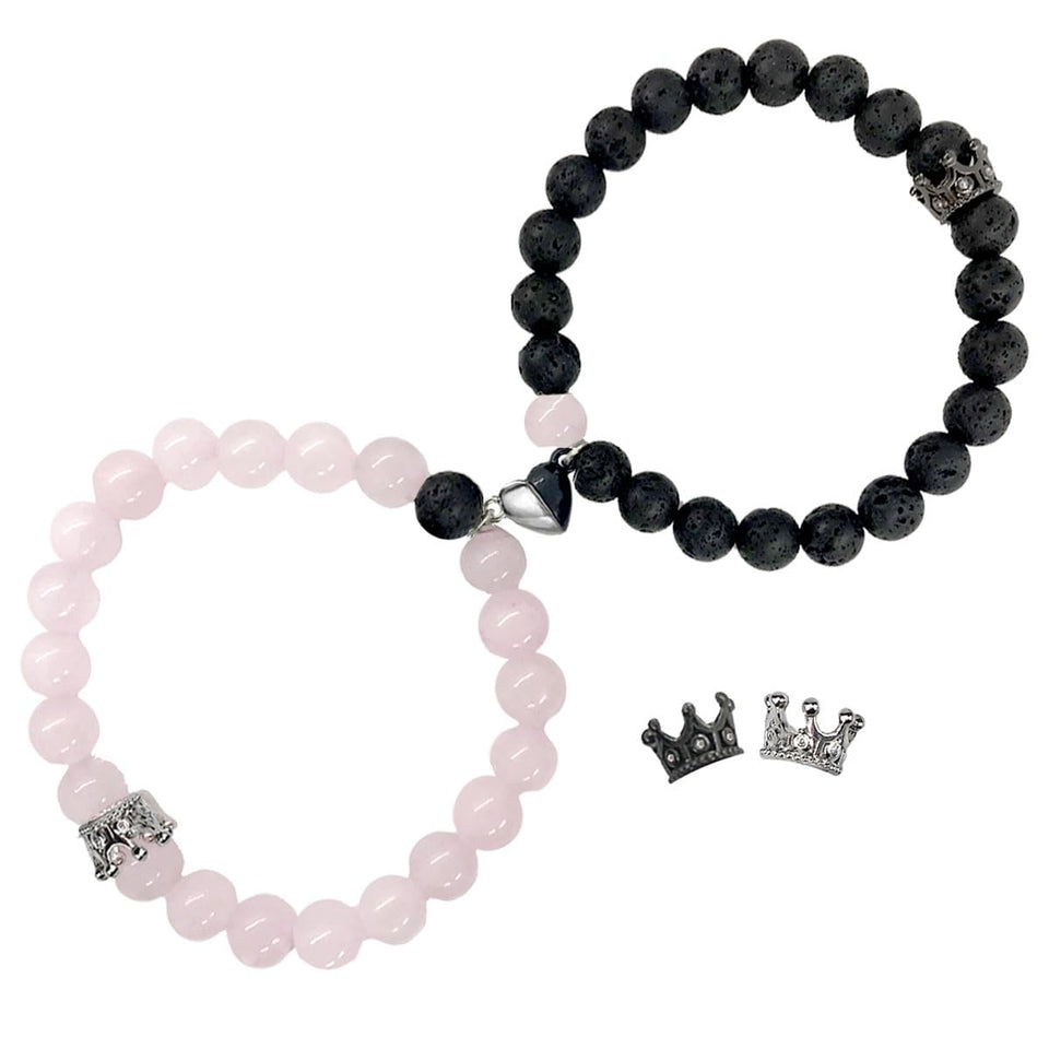 Couples Bracelets King&Queen Crown Gem Stone