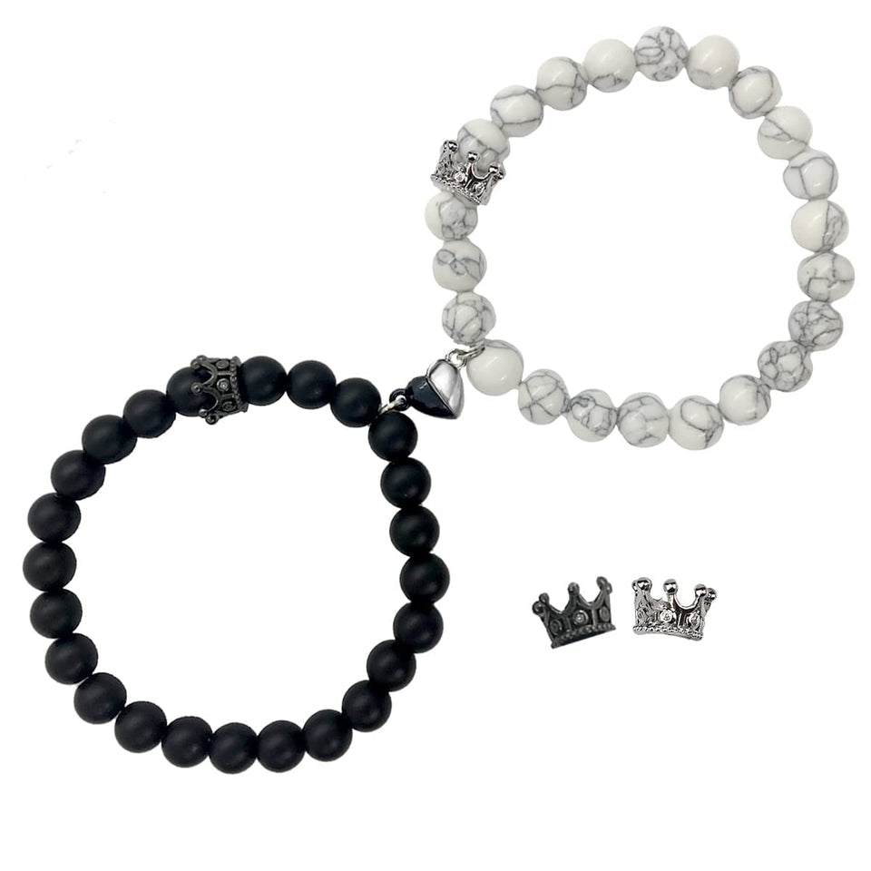 Couples Bracelets King&Queen Crown Gem Stone