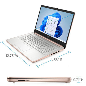 HP Portable Laptop (Include 1 Year Microsoft 365), 14’’ HD Display, 8GB RAM, 64GB eMMC, Intel Quad-Core N4120, Student and Business, Webcam, HDMI, Wi-Fi, RJ-45, Windows 11 Home, Pink