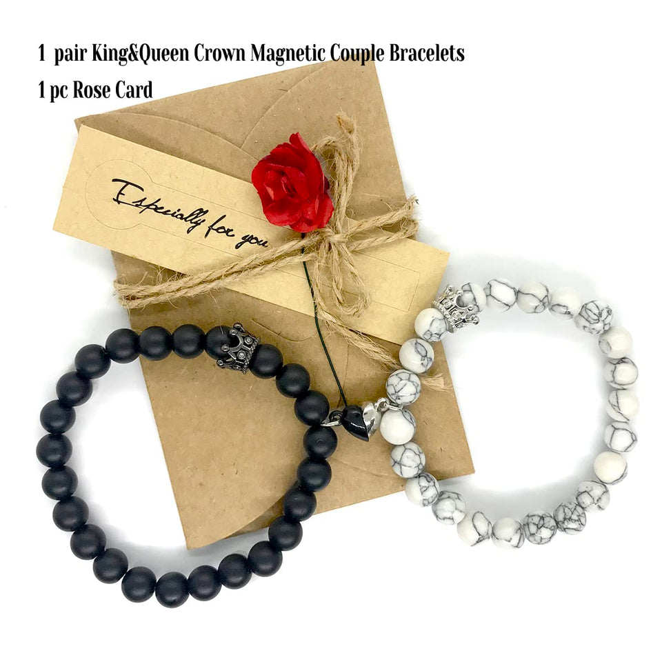 Couples Bracelets King&Queen Crown Gem Stone