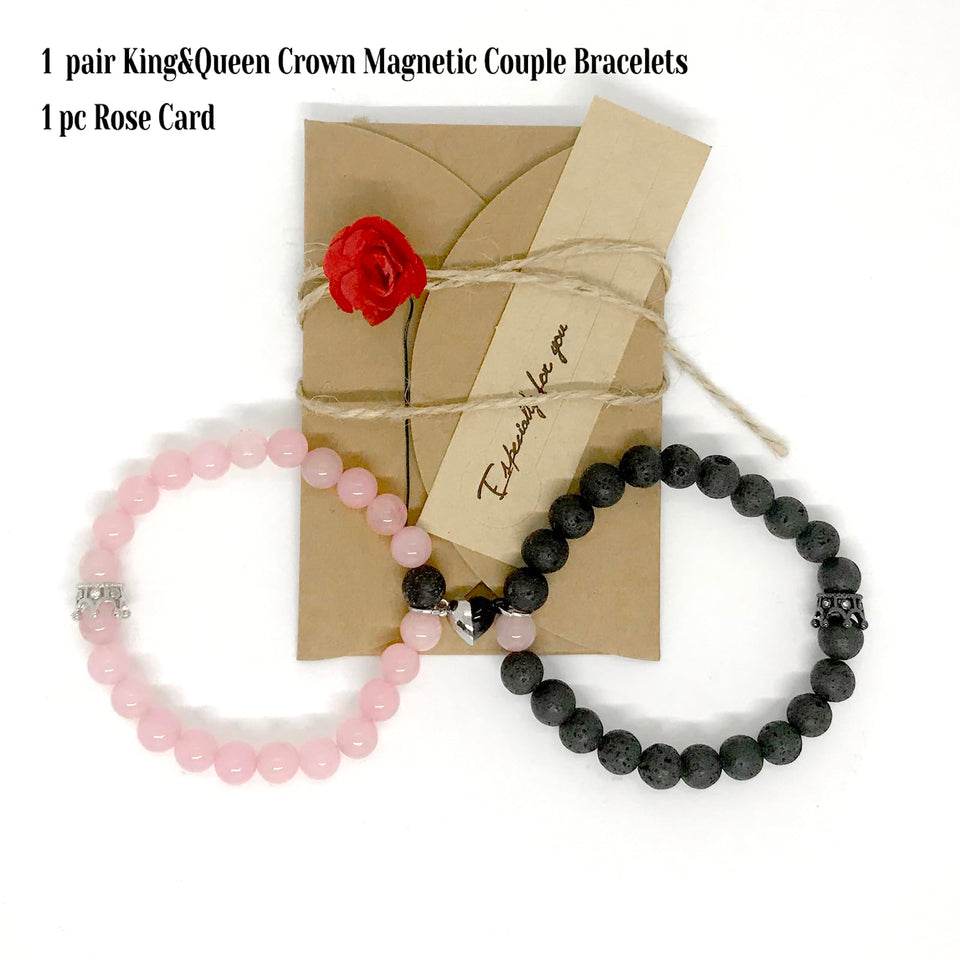 Couples Bracelets King&Queen Crown Gem Stone