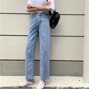 Woman Jeans High Waist Clothes Wide Leg Denim Clothing Blue Streetwear Vintage Quality Harajuku Straight Pants