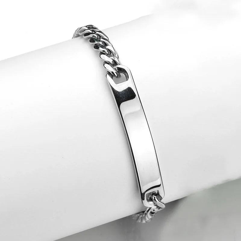 Couples Nameplate bracelets mens stainless steel fashion simple charm chains bracelets chain on hand gifts for man Accessories