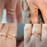 Mini-World Couple Custom Ring Personality 1-4 Family Name Ring stainless steel Bijoux for Women Adjustable Rings Band Xmas Gift