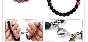 2pcs/set Couple Distance Beads Bracelet for Lovers Heart Magnet Attraction Natural Stone Bracelets Friends Jewelry Gift Bangles