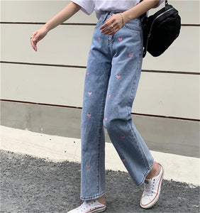 Woman Jeans High Waist Clothes Wide Leg Denim Clothing Blue Streetwear Vintage Quality Harajuku Straight Pants