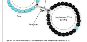 2pcs/set Couple Distance Beads Bracelet for Lovers Heart Magnet Attraction Natural Stone Bracelets Friends Jewelry Gift Bangles