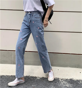 Woman Jeans High Waist Clothes Wide Leg Denim Clothing Blue Streetwear Vintage Quality Harajuku Straight Pants