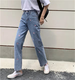 Woman Jeans High Waist Clothes Wide Leg Denim Clothing Blue Streetwear Vintage Quality Harajuku Straight Pants