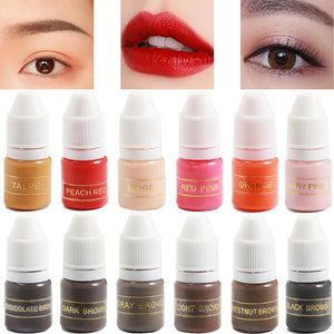 2ml Permanent Makeup Eyebrow Ink Lips Eye Line Tattoo Color Microblading Pigment Durable Emulsion Body Art Beauty Tool Supplies