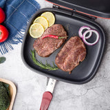 28/32cm Double Side Grill Fry Pan Cookware Stainless Steel Double Face Pan Steak Fry Pan Kitchen Accessories Cooking Tool