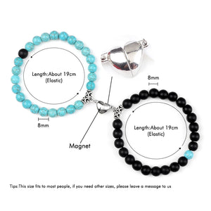 2pcs/set Couple Distance Beads Bracelet for Lovers Heart Magnet Attraction Natural Stone Bracelets Friends Jewelry Gift Bangles