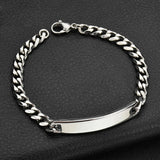 Couples Nameplate bracelets mens stainless steel fashion simple charm chains bracelets chain on hand gifts for man Accessories