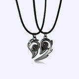 2PCS Stainless Steel 100 Languages I Love You Projection  Magnetic Couple Necklace Heart Shape Necklace Jewelry Lover Gifts