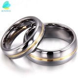 BONISKISS Couple Inset Tungsten Carbide Ring for Anniversary Engagement Wedding Rings 6/8 mm Bague Femme Lovers' Jewelry Ring