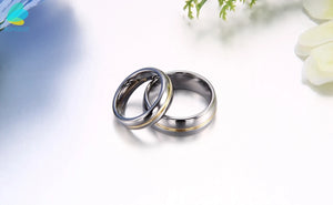 BONISKISS Couple Inset Tungsten Carbide Ring for Anniversary Engagement Wedding Rings 6/8 mm Bague Femme Lovers' Jewelry Ring