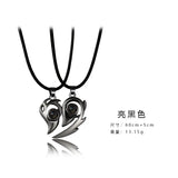 2PCS Stainless Steel 100 Languages I Love You Projection  Magnetic Couple Necklace Heart Shape Necklace Jewelry Lover Gifts