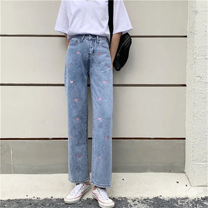 Woman Jeans High Waist Clothes Wide Leg Denim Clothing Blue Streetwear Vintage Quality Harajuku Straight Pants