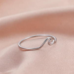 COOLTIME Simple Sea Wave Couple Rings 2024 Trend Ocean Surf Stainless Steel Paired Rings for Women Men Wedding Birthday Jewelry