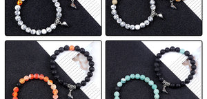 2pcs/set Couple Distance Beads Bracelet for Lovers Heart Magnet Attraction Natural Stone Bracelets Friends Jewelry Gift Bangles