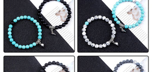 2pcs/set Couple Distance Beads Bracelet for Lovers Heart Magnet Attraction Natural Stone Bracelets Friends Jewelry Gift Bangles