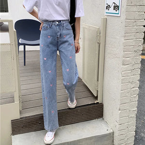 Woman Jeans High Waist Clothes Wide Leg Denim Clothing Blue Streetwear Vintage Quality Harajuku Straight Pants