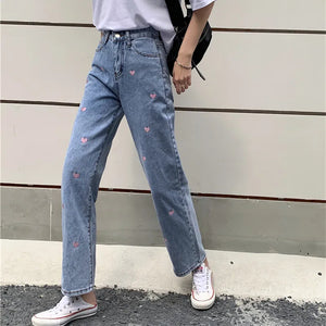 Woman Jeans High Waist Clothes Wide Leg Denim Clothing Blue Streetwear Vintage Quality Harajuku Straight Pants