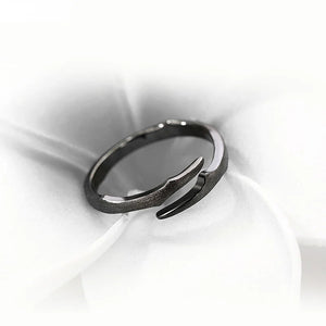 Fashion S925 sterling Silver Thorns Rose Simple Adjustable black Ring set for women and men couple Jewelry Valentine Day's gift