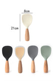 Creative Standing Silicone Rice Spoon Wooden Handle Non-stick Spatula Heat Resistant Rice Paddle Food Kitchen Cooking Tools