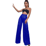 High Waisted Glitter Pants for Women 2023 Spring Summer Clothing Sparkly Sequin Loose Wide Leg Trousers Party Clubwear