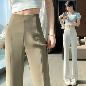 Long Clothing High Waist Flare Trousers for Woman Black Zipper Women's Pants G Elastic Casual Autumn Original Cotton Outfits 90s