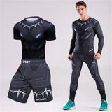 Compression Shirt Black Panther Spider Fitness Winter Soldier Gym Workout MMA Rashguard BJJ Men Jiu Jitsu Running Jogging Set