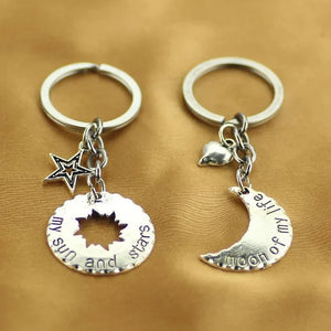 2pcs/set My Sun and Stars Moon of  Life Key Chain Couple Relationship  Ring Jewelry Gifts for Her  Him