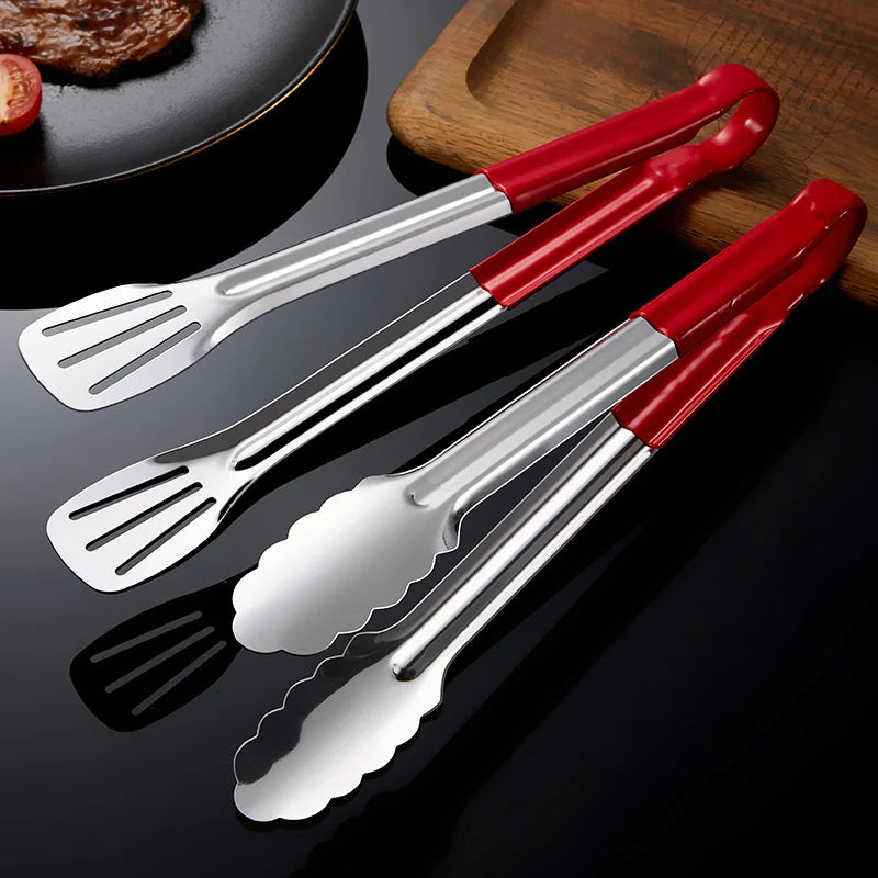 9/12/14 Inches Stainless Steel Kitchen BBQ Food Tongs Anti-Scald Handle Buffet Steak Barbecue Clip Bread Clamp Cooking Utensils