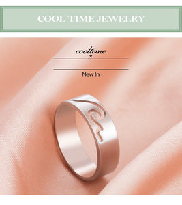 COOLTIME Simple Sea Wave Couple Rings 2024 Trend Ocean Surf Stainless Steel Paired Rings for Women Men Wedding Birthday Jewelry