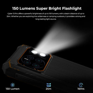 HOTWAV Rugged Smartphone Android Global Version 150LM Flashlight 20GB+256GB 6.6'' FHD+ 2K 10800mAh 64MP Cyber 13 Pro Cellphones