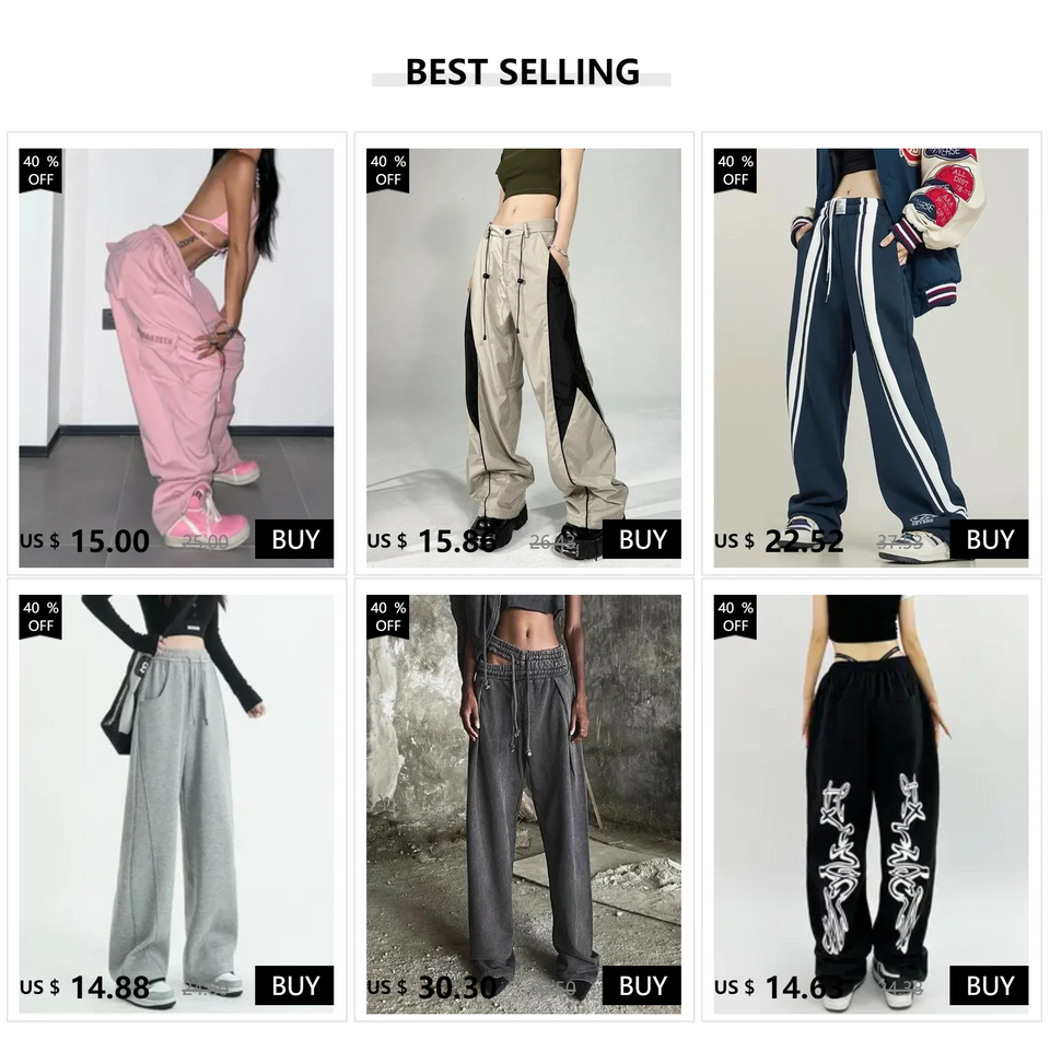 HOUZHOU Sweatpants Women Gray Loose Casual Wide Leg Pants Trousers Hollow Out Streetwear Vintage Female Clothing Sports Pants