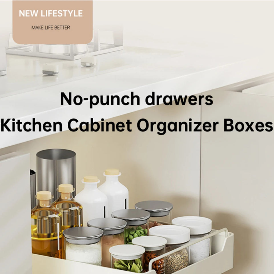 Pull Out Cabinet Organizer Fixed With Damping Guide Heavy Duty Noiseless Sliding Drawer For Kitchen 12.2"Wx16.9"Dx2.75"H