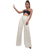 High Waisted Glitter Pants for Women 2023 Spring Summer Clothing Sparkly Sequin Loose Wide Leg Trousers Party Clubwear