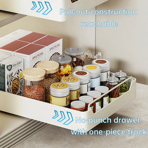 Pull Out Cabinet Organizer Fixed With Damping Guide Heavy Duty Noiseless Sliding Drawer For Kitchen 12.2"Wx16.9"Dx2.75"H