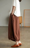 Cotton Linen Lantern Pants Women Summer Elastic Waist Loose Casual Women Korean Style Harajuku Vintage Trousers Women Clothing