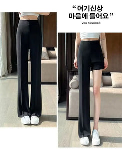 Long Clothing High Waist Flare Trousers for Woman Black Zipper Women's Pants G Elastic Casual Autumn Original Cotton Outfits 90s