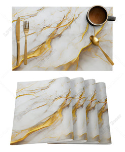 4/6 Pcs Placemat Marble Texture White Kitchen Placemat Easter Coffee Dining Table Mats Coaster Pad