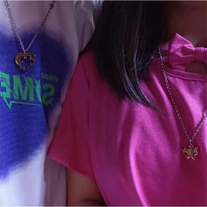 Puzzle Heart Matching Pendant Couple Paired Necklace for Lovers Best Friends Women Men Hip Hop Sweater Chain Trendy Collar