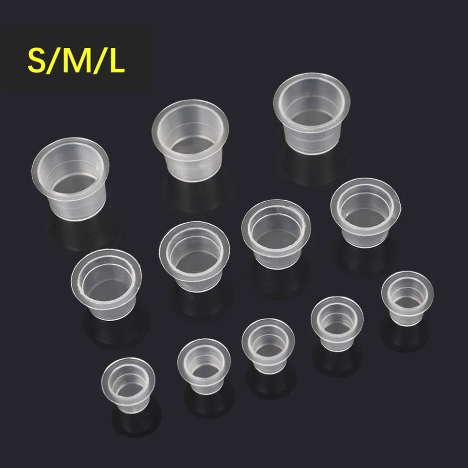 100pcs Tattoo Ink Pigment Cup Large Medium Small Ring Color Permanent Makeup Microblading Cap Lip Eyebrow Supplies Color Cream