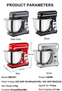 BioloMix Kitchen Food Stand Mixer, Blender, Quiet Motor, Cream Egg Whisk, Whip Dough Kneader, 6-Speed, 1200 W, 6 L, DC