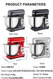 BioloMix Kitchen Food Stand Mixer, Blender, Quiet Motor, Cream Egg Whisk, Whip Dough Kneader, 6-Speed, 1200 W, 6 L, DC