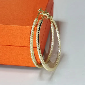 Senlissi Diamond Hoop Earrings 925 Silver