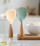 Creative Standing Silicone Rice Spoon Wooden Handle Non-stick Spatula Heat Resistant Rice Paddle Food Kitchen Cooking Tools